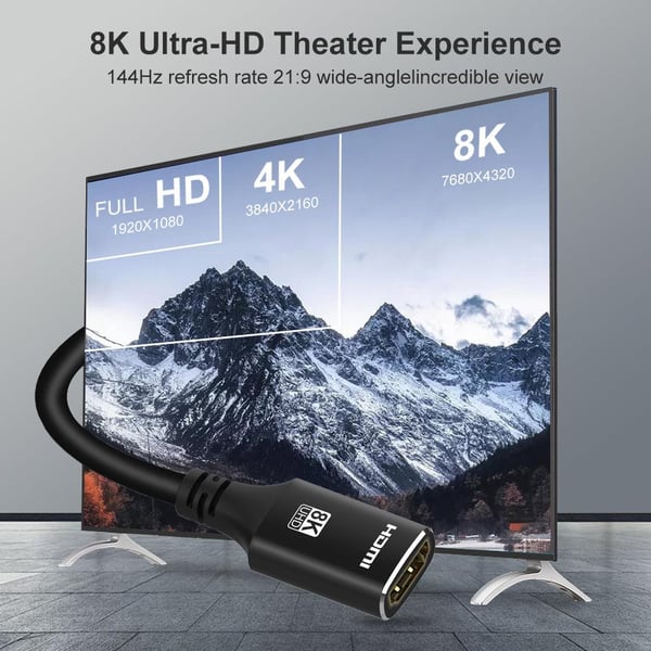 NÖRDIC HDMI skjøtekabel 1m 8K60Hz 4K144 HDMI 2.1 48Gbps Ultra High Speed ​​​​HDMI