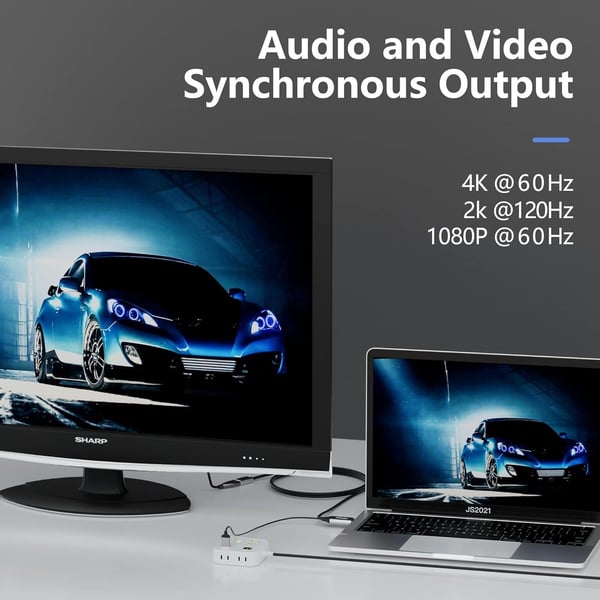 NÖRDIC HDMI til Displayport-kabel 2m 4K60Hz 18Gbps