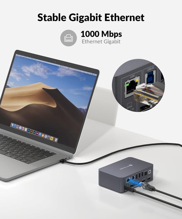 AV Access iDock C10 Dokkingstasjon og KVM-svitsj 2 til 2 USB-C & DP+HDMI til HDMI, 4K60Hz, 5x USB-A, 1x USB-C PD 60W, 3,5 mm AUX, SD-kortspor og Tosli
