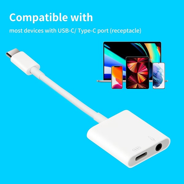 NÖRDIC USB-C til 3,5 mm lydadapter, USB-C hodetelefonadapter og PD 60W lading
