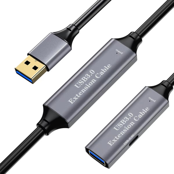 NÖRDIC Aktiivinen 20m USB3.1 jatkojohto 5Gbps USB A uros - naaras Xboxille, PS5:lle, Oculusille, tulostimelle, skannerille, Playstationille, VR USB -jatkojohdolle