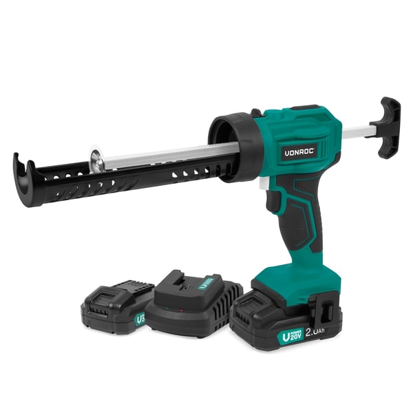 VONROC Fugepistol - 20V | Anti‑dryp system – 4‑trins hastighed | Til 290–310 ml patroner | Inkl. 2x 2.0Ah akku og oplader