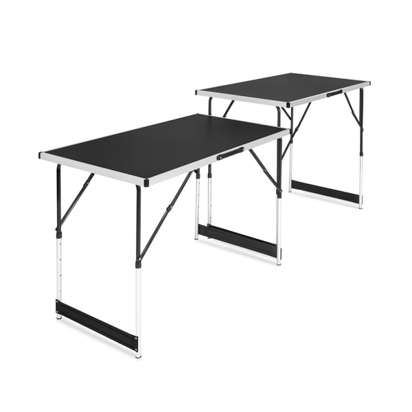 VONROC Multifunktionelt bord - Campingbord - 100 x 60 cm | Justerbar højde til ca. 73, 80, 87 og 94 cm | 2-delt sæt