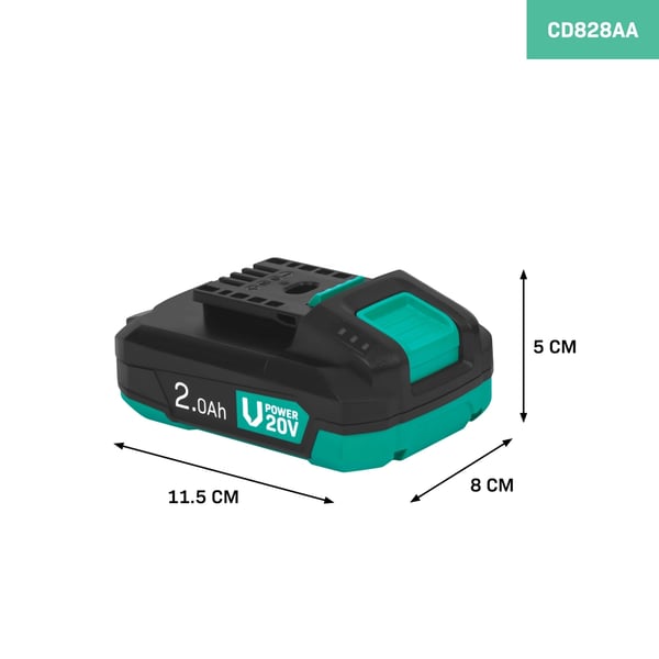 VONROC Akku 20V - Batteri 20V - 2.0Ah | tovejs USB-C-port | 20V Platform