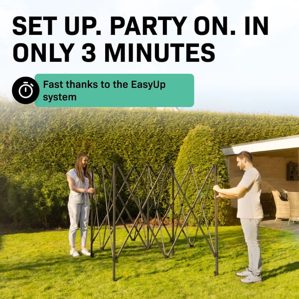 VONROC Easy-Up Party Telt - 3x3 m | Sort
