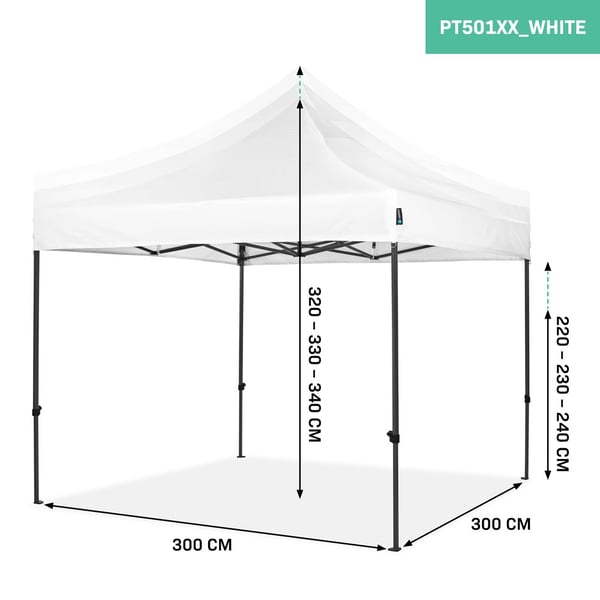 VONROC Easy-Up Party Telt - 3x3 m | Hvid