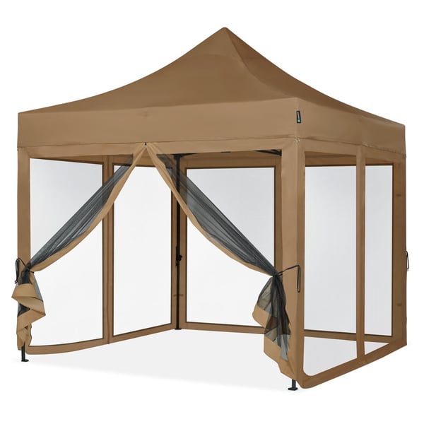 VONROC Easy-Up Party Telt 3x3 m | Inkl. Myggenet Sidevægge - Beige