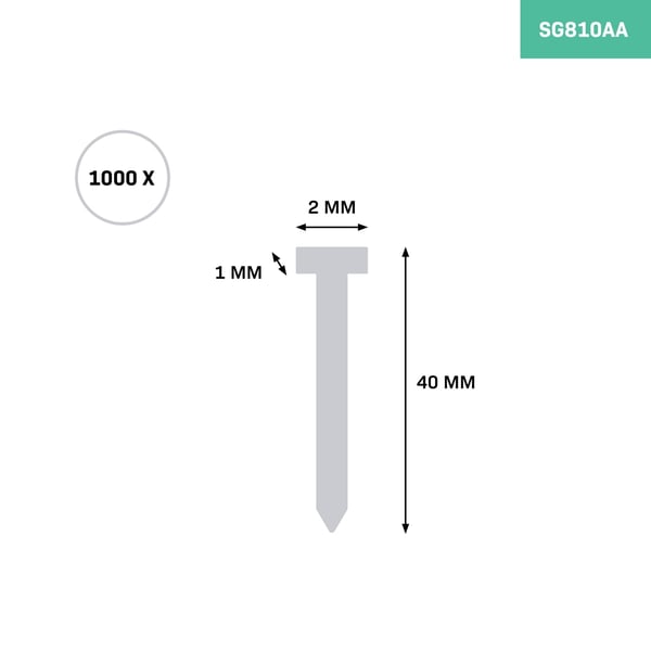 VONROC Søm 40mm – 1000 stk. | til PRO Combi Tacker | Hæftepistol | CT504CA