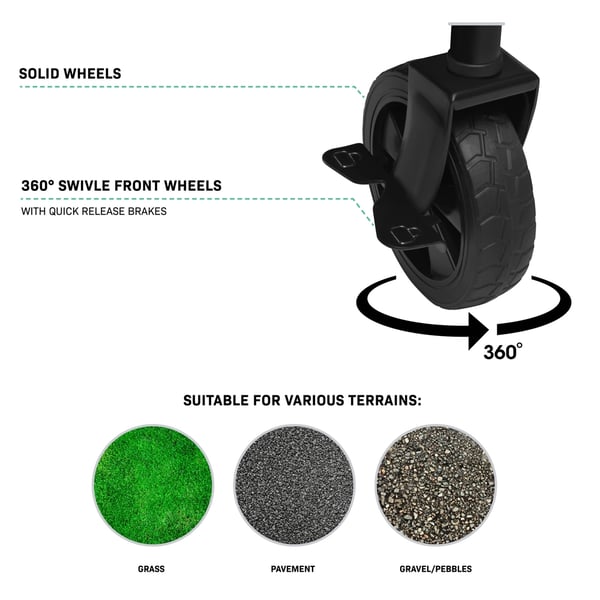 VONROC Trækvogn - Vogn – Foldbar - Kompakt – 60 kg Kapacitet – 50 l | Sort