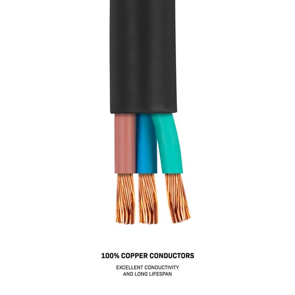 VONROC Forlængerledning | PRO | 25 Meter Neoprenkabel | IP44 Udendørs Brug | 100% Kobber | Slidstærk & Fleksibel | Inkl. Kabelbinder