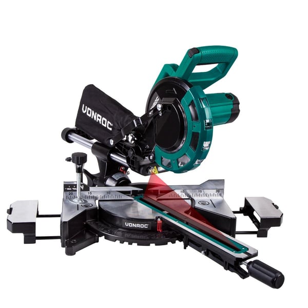 VONROC Kap-/ geringssav - Radial - 2000W - Ø216mm | Med laser og LED | Inkl. 40T klinge