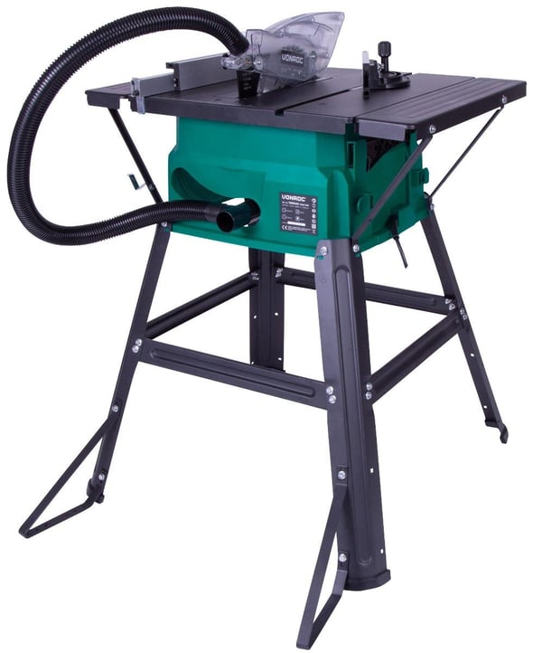 VONROC Bordrundsav - 1500W | 210mm | 5000 Omdr./min | Inkl. Bordudvidelser, Støvsugerslange, 40T klinge, Geringsanslag og Parallelanslag