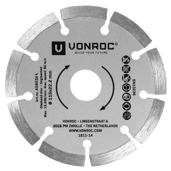VONROC Diamantklinge - Universel  | 115mm | Inh. 3 stk.