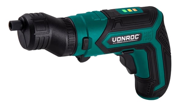 VONROC Skruemaskine 4V - Opladelig | Inkl. oplader og bitsæt - 9 dele