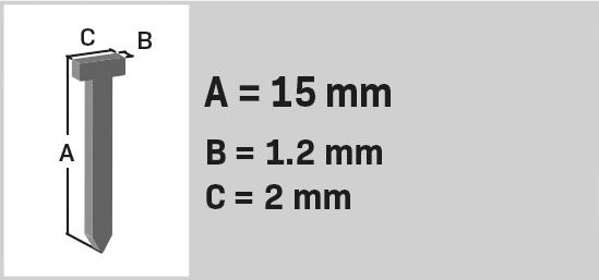 VONROC Søm -  15mm | Til ET502AC| Inh. 1000 stk.
