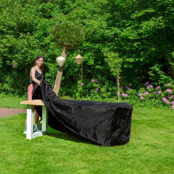 VONROC Havebord Overtræk – 225×105×75 cm – Premium kvalitet – Til havebord og stole – Sort