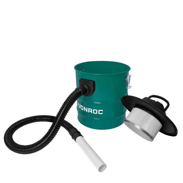VONROC Askestøvsuger - 1600w | 20L Tank | Fjerner Aske & Savsmuld | HEPA Filter