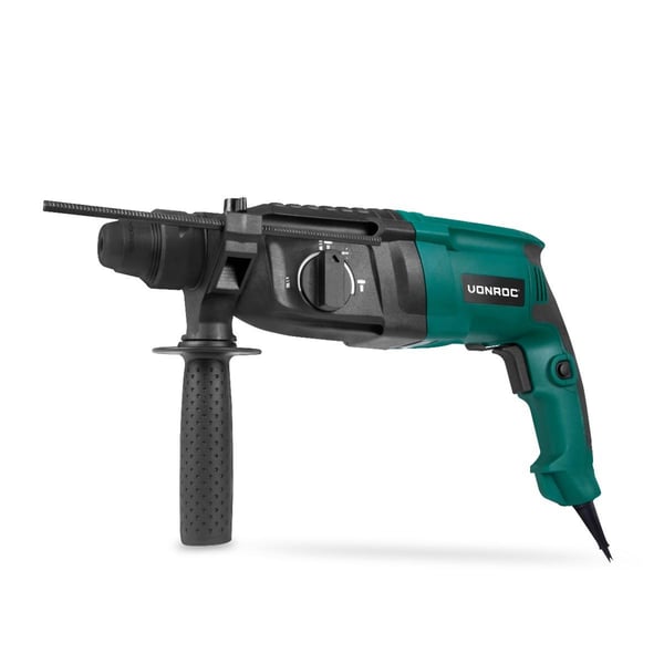 VONROC Bore-/Mejselhammer 800W – 3 Joule SDS-Plus | 4 Funktioner | Inkl. Bor, Mejsler, Nøglepatron & Værktøjstaske