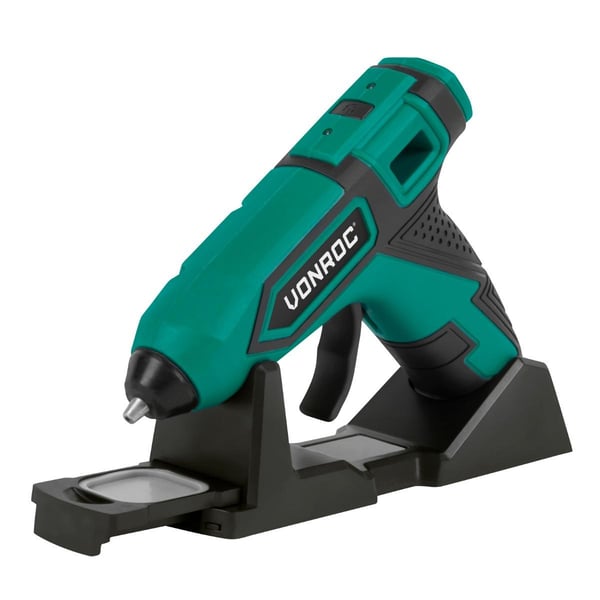 VONROC Limpistol 4V - 1.5Ah | Batteridrevet - opladelig | Inkl. oplader og 8 limstifter Ø7x100mm