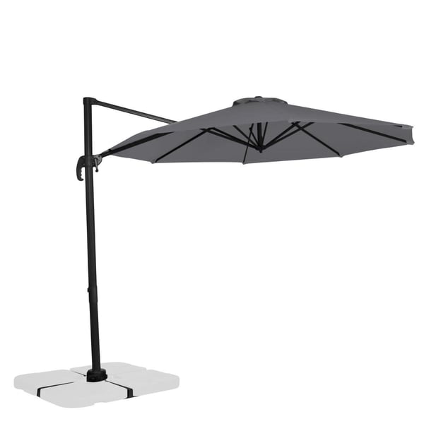 VONROC Premium Parasol Bardolino Ø300cm – Parasol - Inkl krydsfod og overtræk - rund | Grå