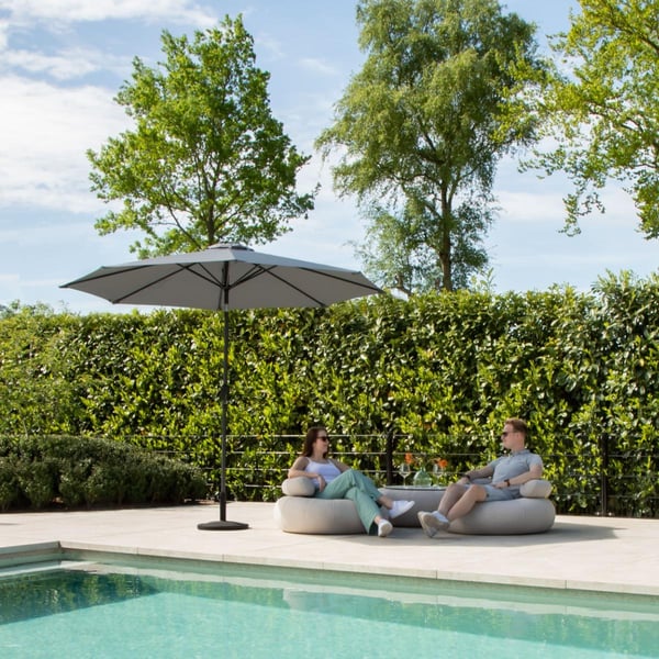 VONROC Premium Parasol Recanti Ø300cm - Parasol - Inkl. overtræk - rund | Grå