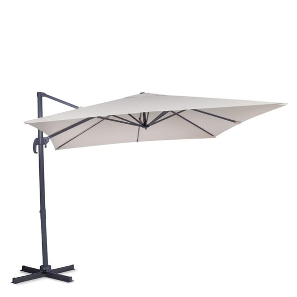 VONROC Premium Hængeparasol Pisogne 300x300cm | Aluminium | 360° | Inkl krydsfod og overtræk - vierkantet | Beige