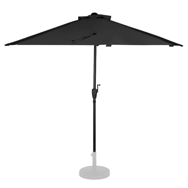 VONROC Premium Stangparasol Magione 270x135cm - inkl. overtræk - halvrund | Balkonparasol| Sort