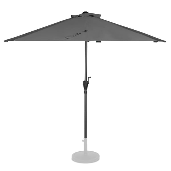 VONROC Premium Parasoll Magione – 270x135 cm, Halvrund Form, 50+ UPF Skydd, Inkl. Överdrag (Grå)