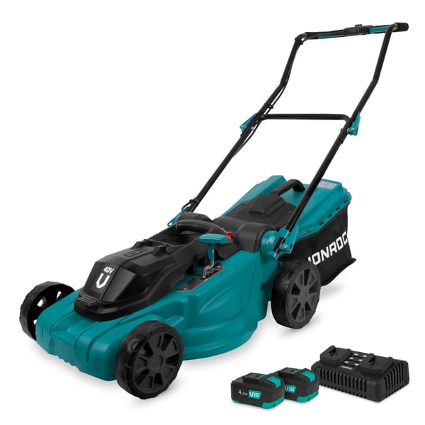 VONROC Plæneklipper 40V - 4.0Ah - 38cm | 45L | Støjsvag & Kraftfuld | Inkl. 2x 4.0Ah akku og dobbeltoplader