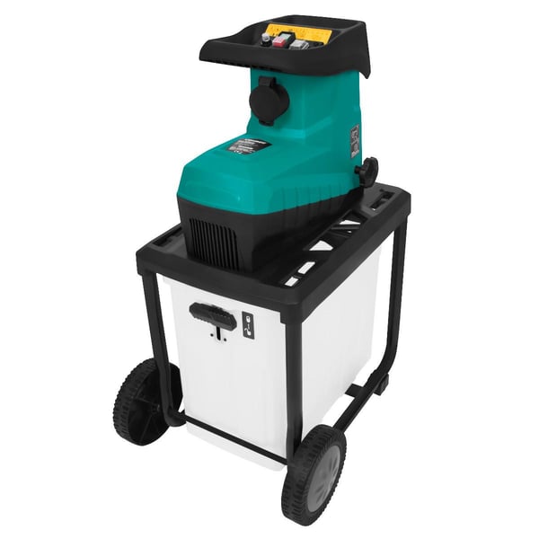 VONROC Kompostkværn - 2800W | Lydsvag induktionsmotor | Flishugger Ø45mm | Inkl. 60L opsamlingsbeholder & skubbepind