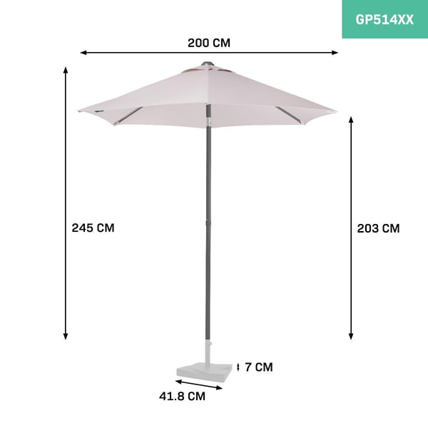 VONROC Premium Stangparasol Torbole Ø200cm - inkl. overtræk - rund | Strandparasol | Beige