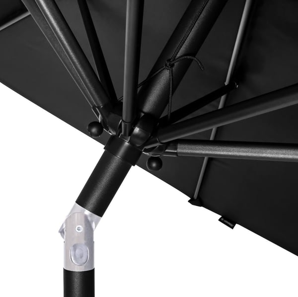 VONROC Premium Stangparasol Recanti Ø300cm - inkl. □ Betonfod og overtræk - rund | Sort