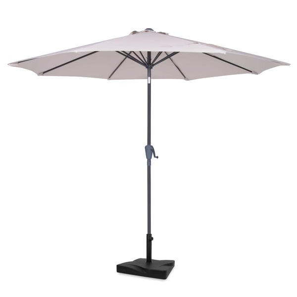 VONROC Premium Stangparasol Recanti Ø300cm - inkl. □ Betonfod og overtræk - rund | Beige
