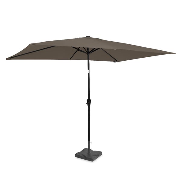 VONROC Premium Stangparasol Rapallo 200x300cm - inkl.  □ Betonfod og overtræk - rektanglær | Taupe