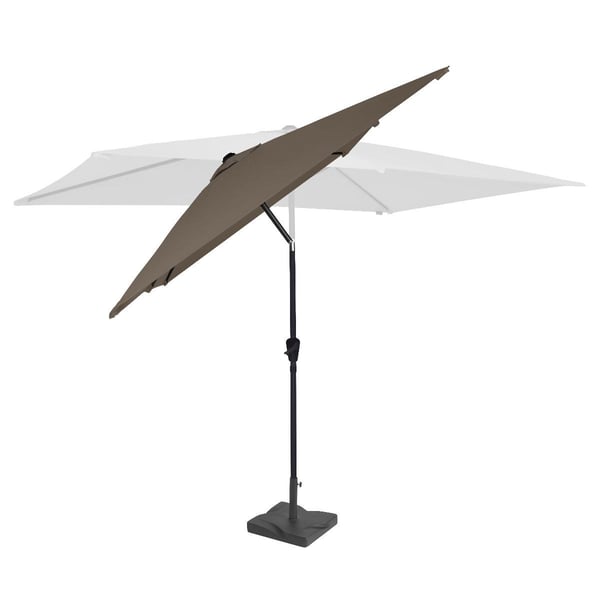 VONROC Premium Stangparasol Rapallo 200x300cm - inkl.  □ Betonfod og overtræk - rektanglær | Taupe