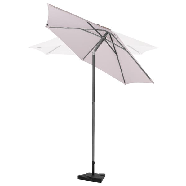 VONROC Premium Stangparasol Torbole Ø200cm - inkl. □ Betonfod og overtræk - rund | Strandparasol | Beige