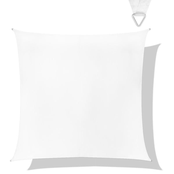 VONROC Solsegel Kvadrat 360x360cm – Vit, Premium Kvalitet med 50+ UPF och Vattenavvisande, Inkl. Rep och Förvaringsväska