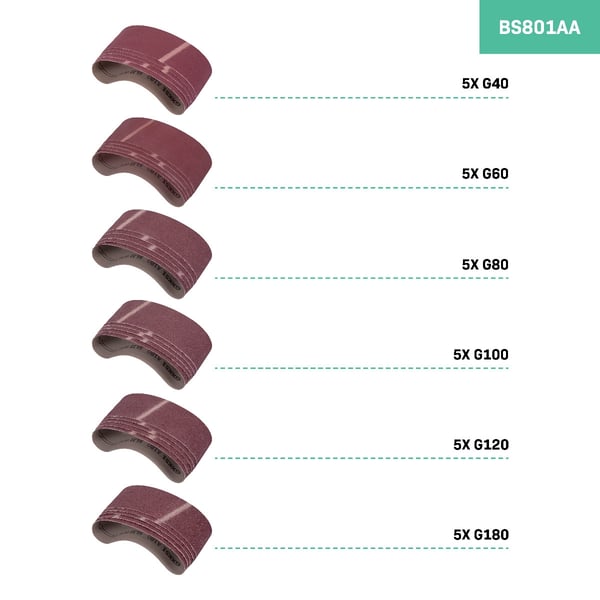 VONROC Slibebånd - 75x457mm | til BS501AC | Inh. 30 stk.