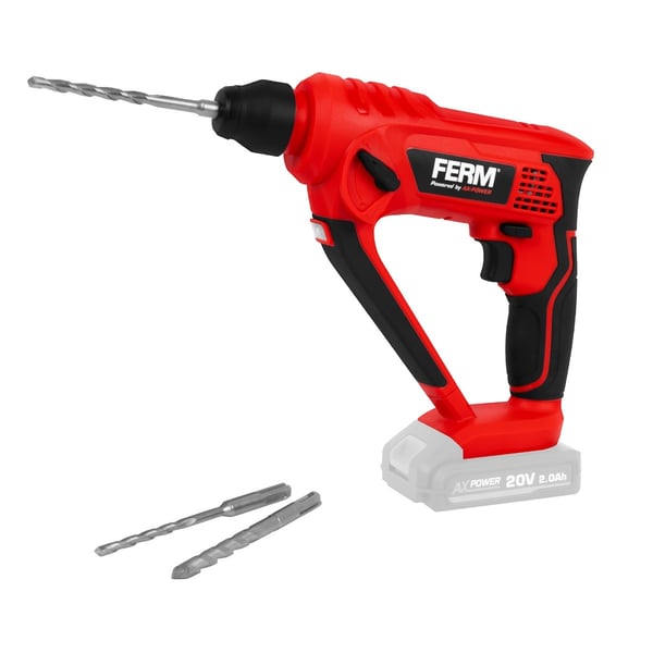 FERM HDM1048 Akku Borehammer 20V | 1.3 Joule | SDS-plus | Solo | Ekskl. Akku og Lader | Inkl. 3 Bor