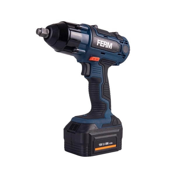 FERM CDM1127 Slagnøgle 18V - 380Nm, Inkl. 4.0Ah Li-Ion-batteri, oplader og 2-delt stikdåse-sæt - DIY
