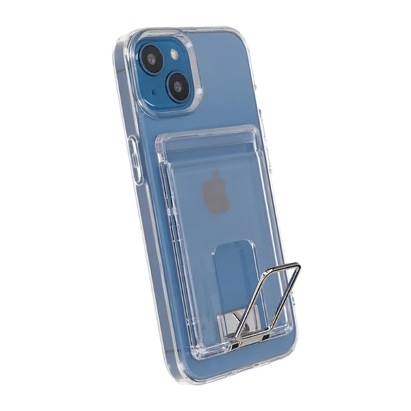 iPhone 15 Mobilskal med Korthållare och Stativ - Transparent