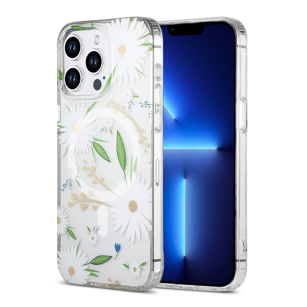 iPhone 13 Pro Max Mobilskal MagSafe - Blommor Vit