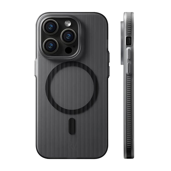 iPhone 15 Pro Max Mobilskal Korrugerad med Magsafe Rvelon - Svart
