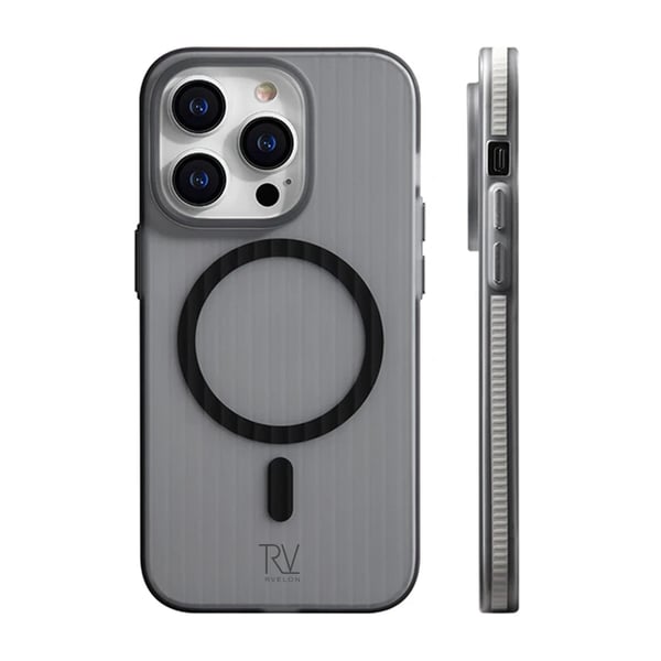 iPhone 15 Pro Max Mobilskal Korrugerad med Magsafe Rvelon - Grå