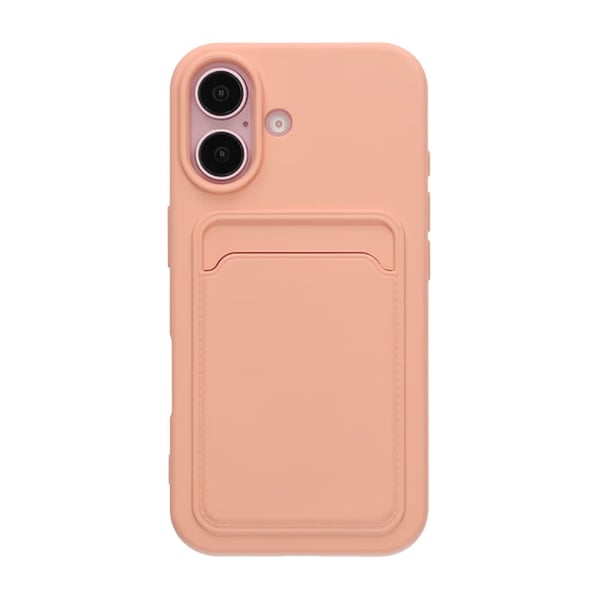 Silikonskal med Kortfack för iPhone 16 - Rosa