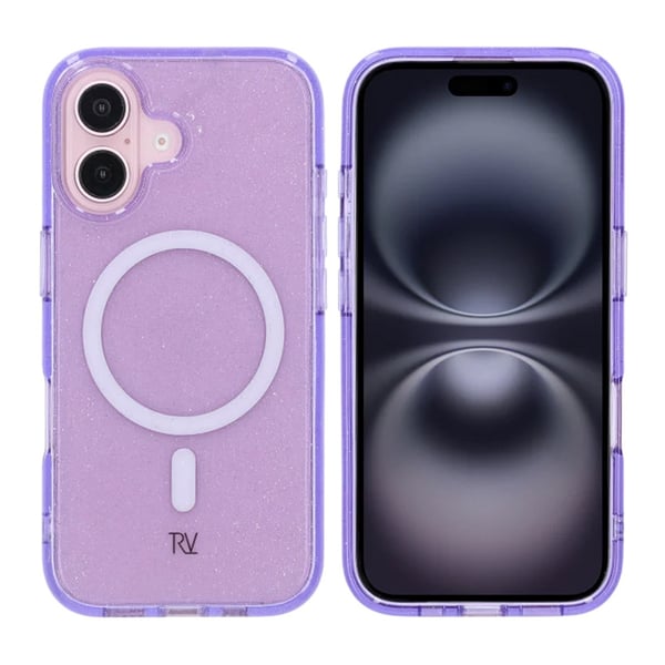 iPhone 16 Rvelon Mobilskal TPU med MagSafe - Glitter Lila