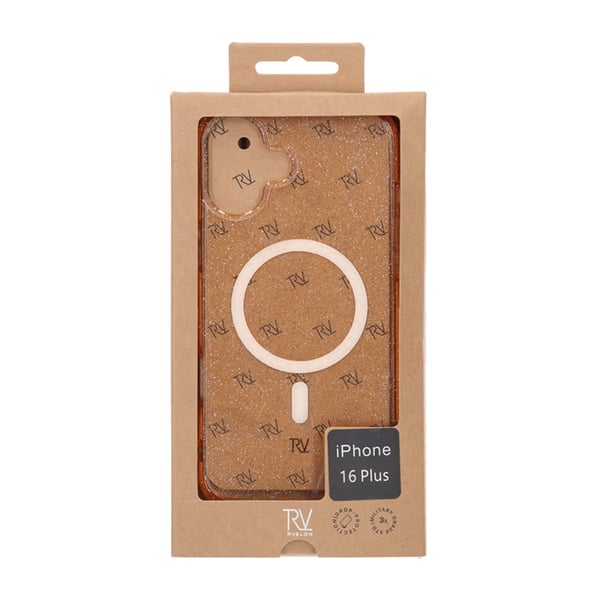 iPhone 16 Plus Rvelon Mobilskal TPU med MagSafe - Glitter Guld