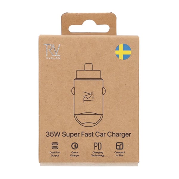 Rvelon 35W Dubbel USB C PD3.0 Billaddare