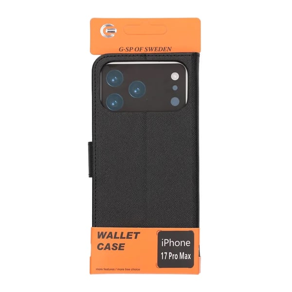 Plånboksfodral med stativ till iPhone 17 Pro Max - Svart