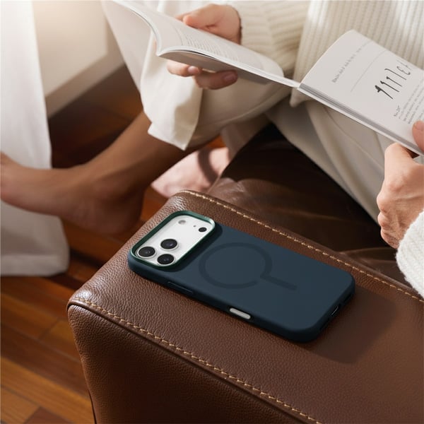 Mobilskal Silikon med Kamera Metallram för iPhone 17 Pro - Blå